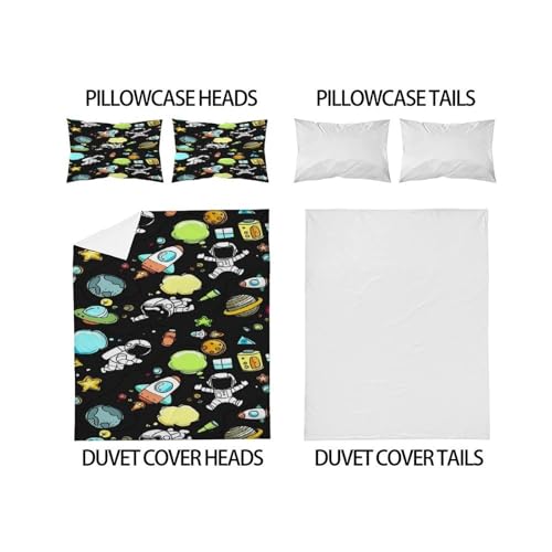 Housse de couette astronaute 260x220 cm avec 2 taies d'oreiller