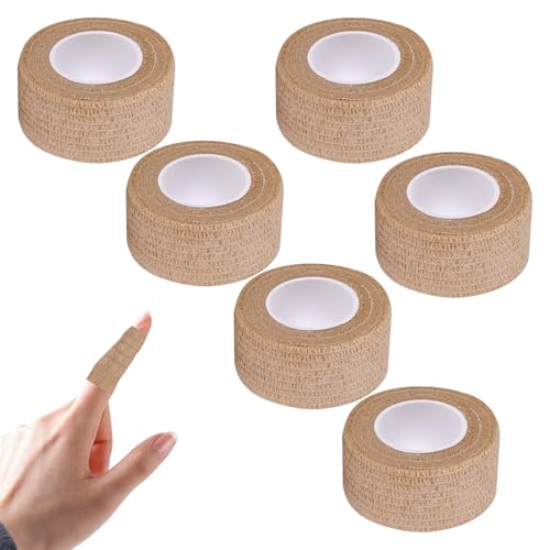Finger Tape,6PCS Self Adherent Bandage Tape,Cohesive Bandage for Finger and Wrist Protection, Medical and Veterinary Bandage, Thumb Support, Splinting Tapes (Skin Color)