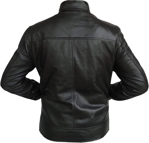 Image of Classic Genuine Leather Jacket For Men - Vintage Style Lightweight Black Lambskin Jacket
