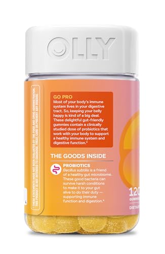 Image of OLLY Probiotic Gummy, Immune and Digestive Support, 1 Billion CFUs, Chewable Probiotic Supplement, Mango, 60 Day Supply - 120 Count