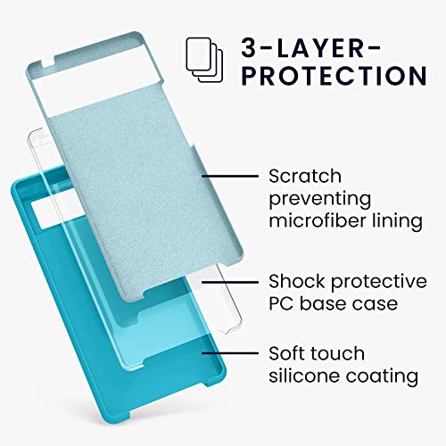 kwmobile Case for Google Pixel 6 Case - Soft Cover - Shockproof Silicone - Wireless Charging Cool Glacier - Image 2