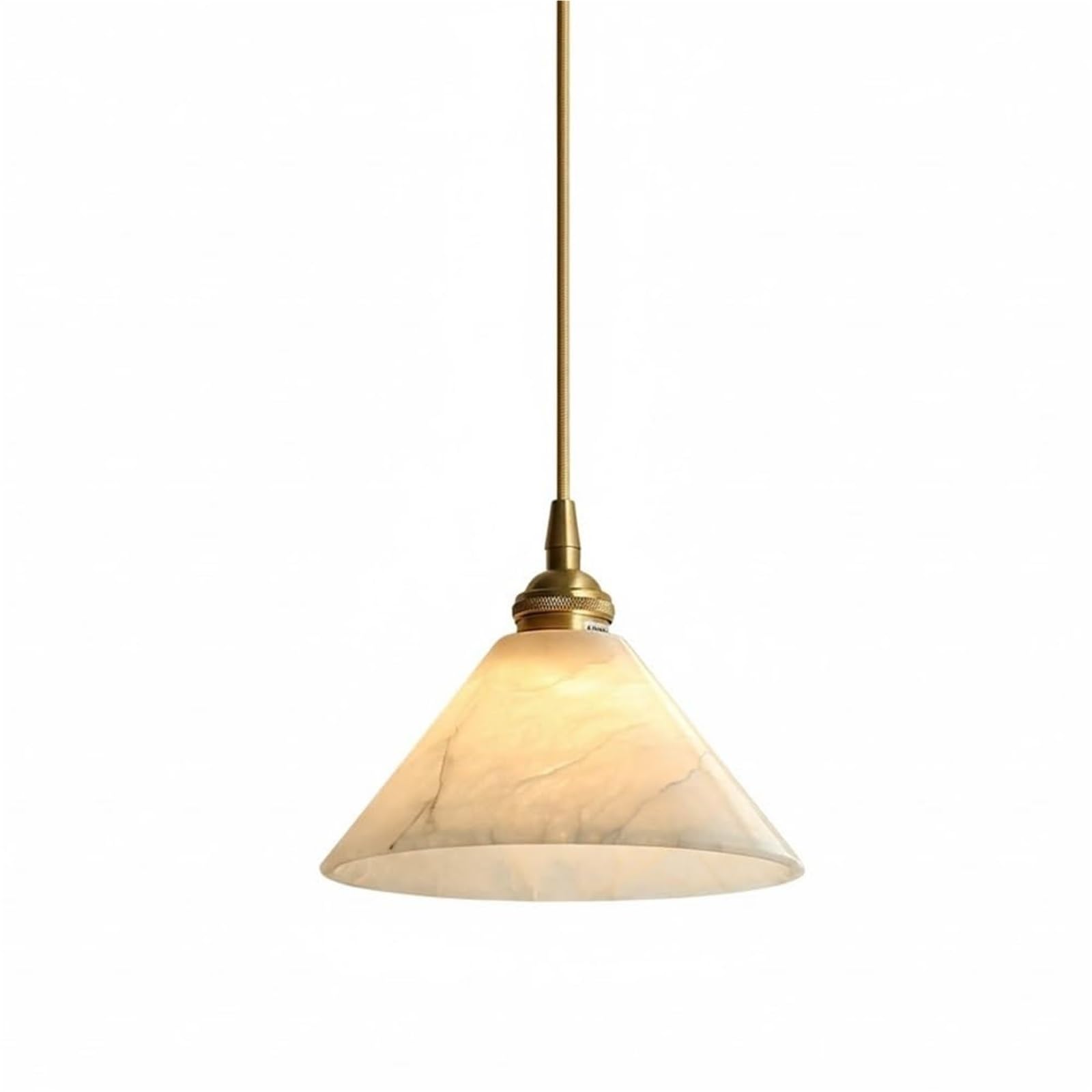 LUOYAOB Alabaster Pendant Light Stone Cone Hanging Lamp Brass Fixture