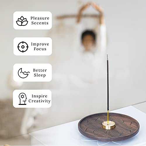 Seedwave Incense Holder, Wooden Incense Burner, Wide Incense Holder For Sticker, Handmade Lotus Incense Tray For Home Décor, Meditation, Yoga #TOP5