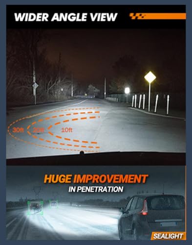 Image of SEALIGHT H11 LED Fog Light Bulbs, 44000LM H8 H16 H11 LED Bulbs 6500K Cool White, 360 Adjustable Ring, Non-Polarity, IP68 Waterproof, Pack of 2