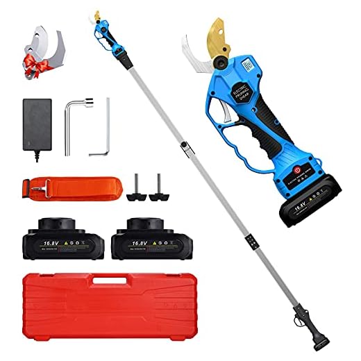 Seesii Electric Pruning Shears, Cordless Branch Pruner with 7.5 Ft High Reach Extension Pole, 30mm Cutting Diameter, 2X 2.0 Rechargeable Battery, Power Pruner for Tree Branch Flowering Brushes