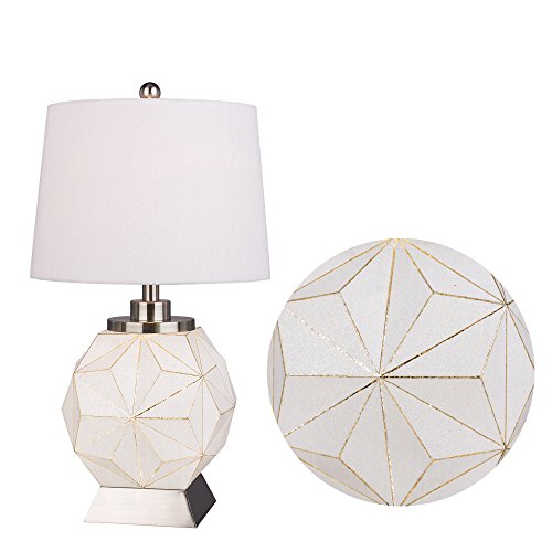 Hot Deals m.r. lamp and shade W-m.r.5142 Table Lamp, White Luster/Brushed Steel