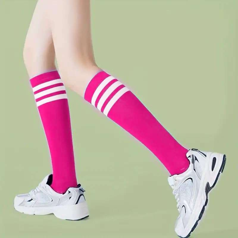 2 Pairs Striped Calf Socks, College Style Party Knee High Socks, Women's Stockings2