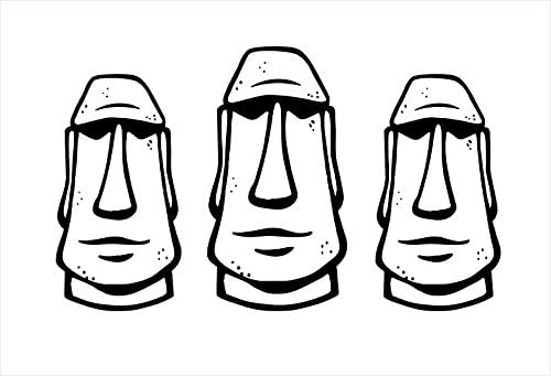 Easter Island Moai Heads Wall Art 16" x 16" Green
