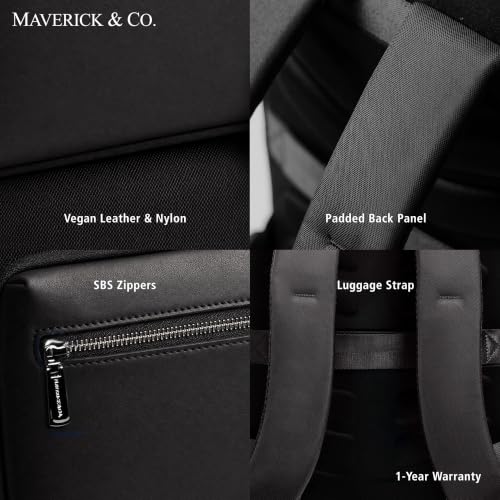 Image of Maverick & Co. Explorer Plus Leather Laptop Backpack - Stylish Work & Business Bag for Men and Women, Travel Tech Daypack