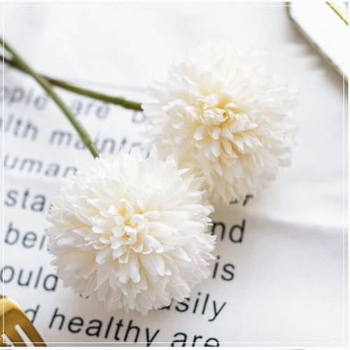 SCZONE Artificial Chrysanthemum Ball Hydrangea Fake Flower Bouquets 10pcs Present for Important People Glorious Moral for Home Office Coffee House Parties and Wedding (Milk White) image 8