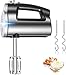 Batidora Amasadora de Varillas 300W con 6 Velocidades + Turbo, 2 Varillas para Batir y 2 Ganchos para Amasarde Acero Inoxidable, Almacenamiento Vertical, Caja de Acero Inoxidable Resistente a Arañazos