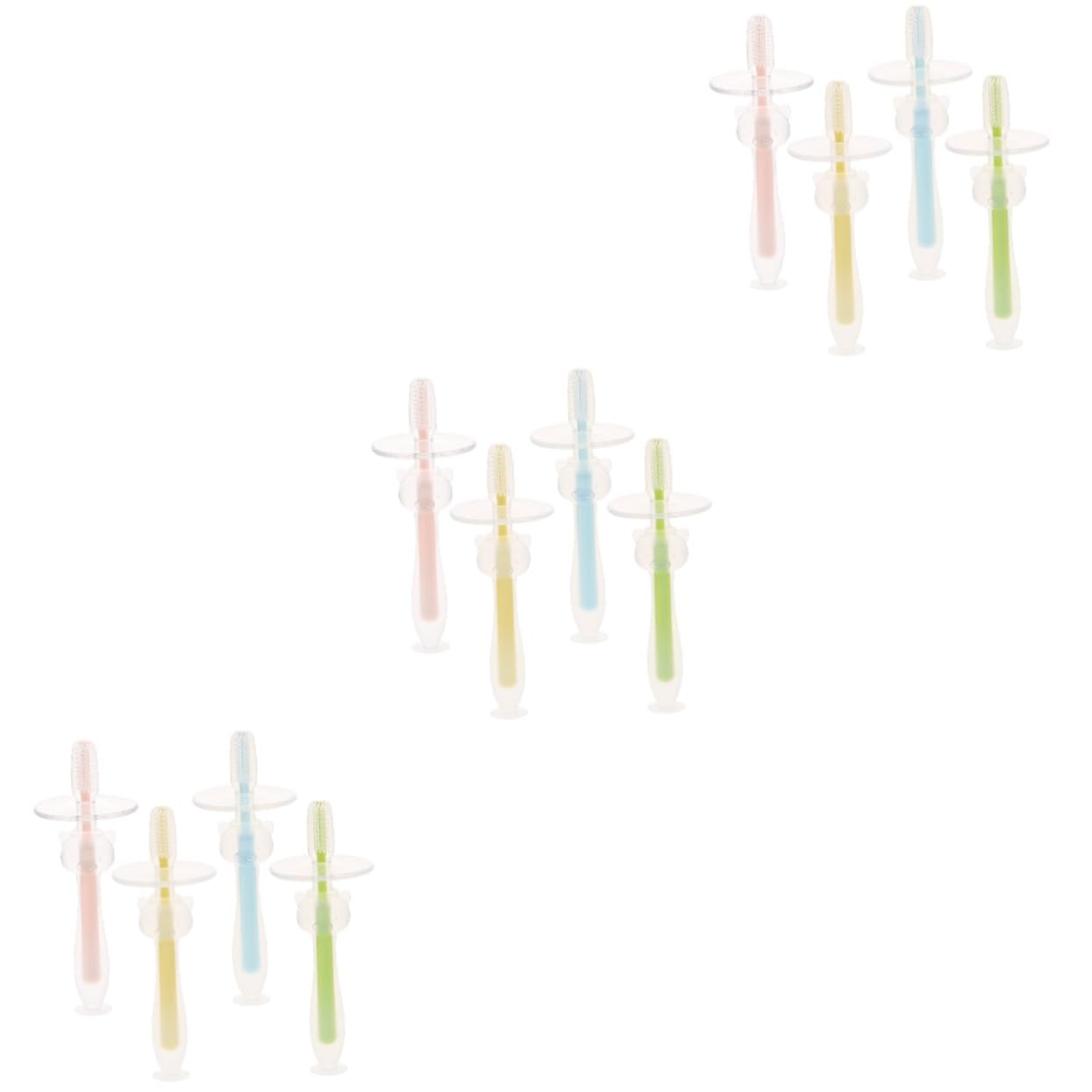 Didiseaon 3 Set Di Spazzolini Da Ergonomici Per Ragazzi E Ragazze in Con Base Per Neonati 4 Pezzi*3