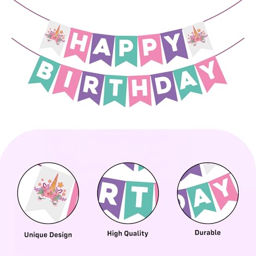 Image of Party Propz Unicorn Theme Birthday Decoration Kit For Girls -127 Pcs, Unicorn Balloons, Banner, Swirls, Caps & Photo Props, Pink Theme Decoration For Birthday Girls