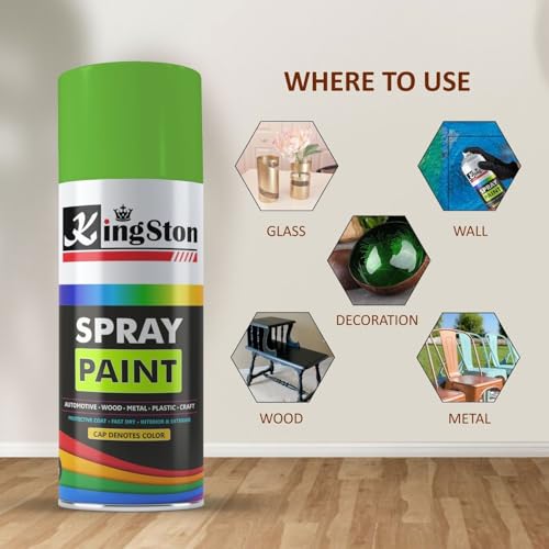 Image of Kingston Acrylic Spray Paint for Metal, Wood, Wall & Plastic, Multi-Surface DIY Paint, Quick Dry, Smooth Finish, 400ml Can, Grass Green, 1 Pc
