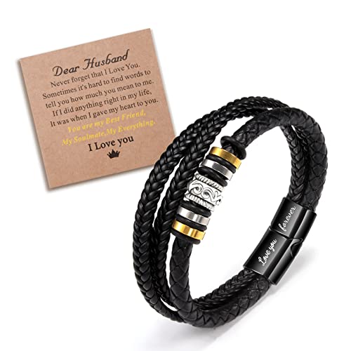 YELUWAl Mio Caro Marito Bracciale, Bracciale in Pelle Intrecciata in...
