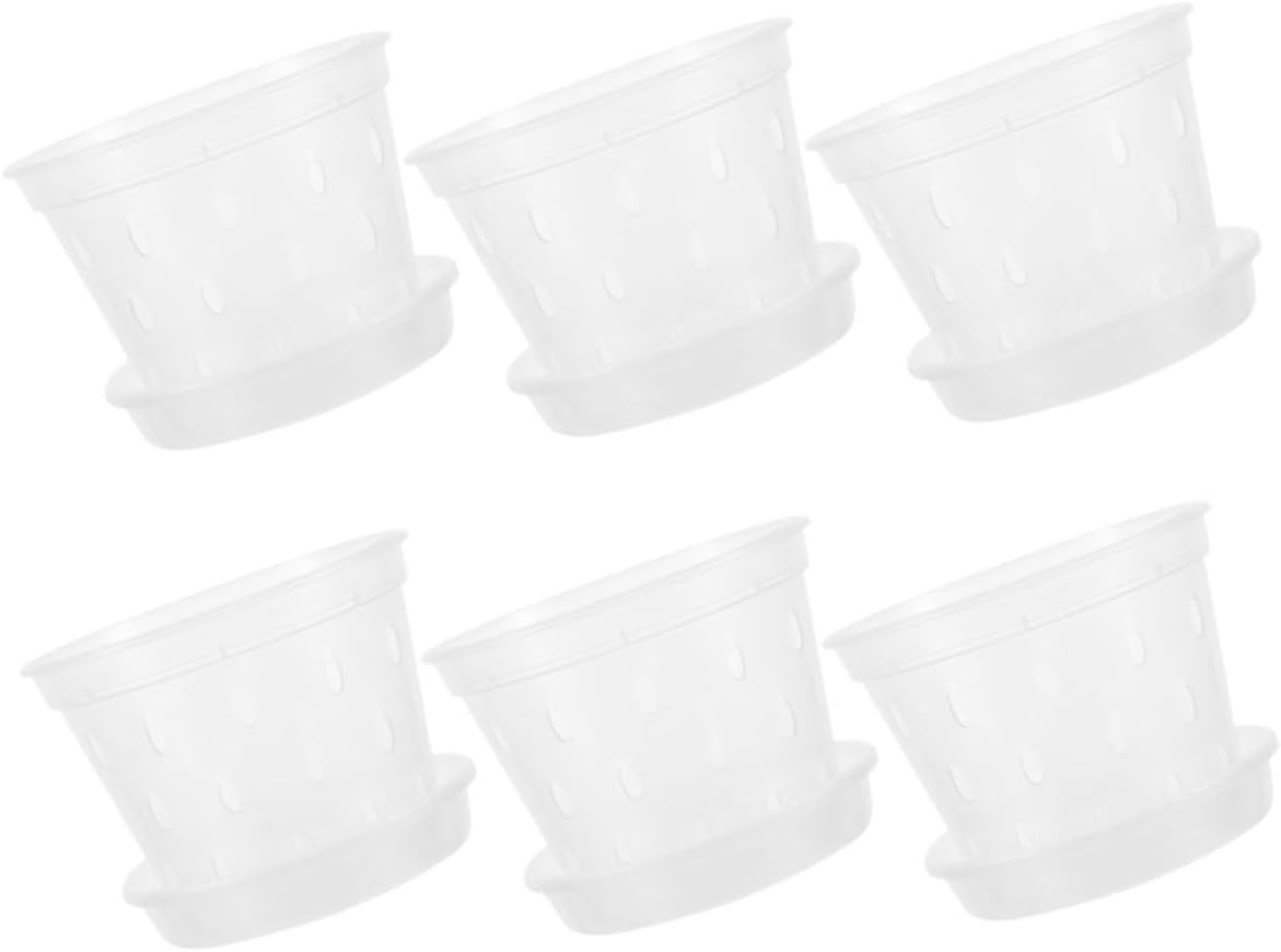 VILLCASE 6pcs Orchid Pots with Trays for Indoor Butterfly Orchid Plants, Plastic Breathable Root Control Planters with Drainage Holes, Suitable for Nursery and Home Gardening