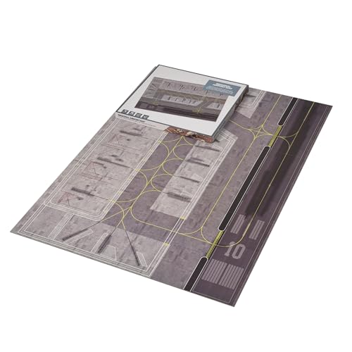 Airport Layout Mat with Runway - For Model Planes in 1/400 & 1/500 Scale, Foldable Board - Create a Model Airport, Parks up to 16 Airplanes, 84cm x 120cm Size