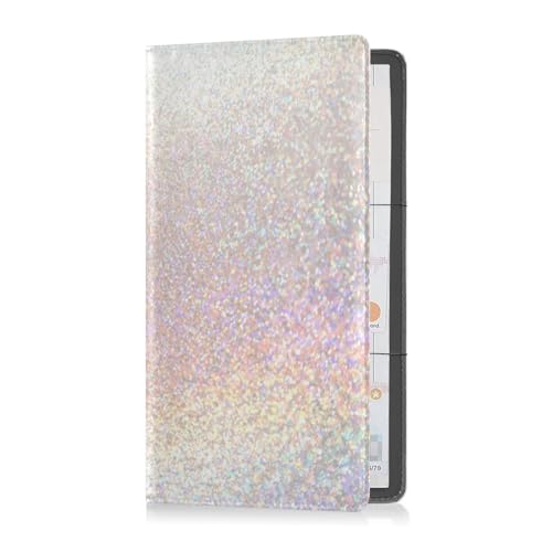 Porta carte di registrazione e assicurazione da auto pelle di alta qualità per uomo e donna organizer per documenti essenziali patente di guida glitter chiaro color perla Multi 1 size