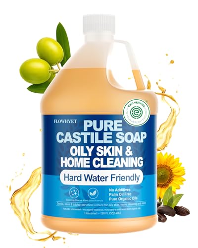 FLOWHYET Pure Castile Soap Liquid Unscented 1 Gallon