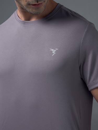 Image of TECHNOSPORT Men's Slim Fit Polyester Activewear Sports T-Shirt with Moisture-Wicking Comfort for Workout, Running & Gym