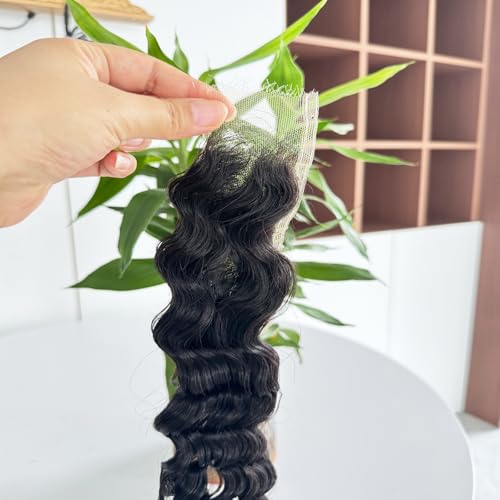 2x6 HD Lace Closure Deep Wave Ultra-thin Invisible Lace Skinlike Real HD Lace Melt into Skin Perfectly Pre-Plucked Bleached Knots Natural Black Human Hair 20 Inch