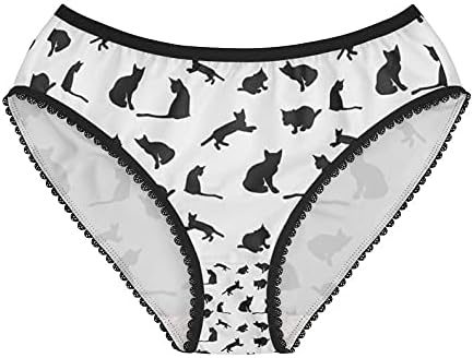 Cats Silhouette Pattern Panties, Cats Silhouette Pattern Underwear, Briefs, Cotton Briefs, Funny Underwear, Panties For Women