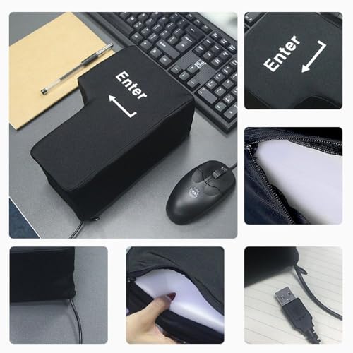 Daity Big Enter Button Multifunction Enter Taste Pillow with Data Input Keys USB Anti-Stress Pillow Nap Pillow for Office, Home and Business Travel