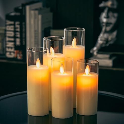 Flickering LED Flameless Candles, Battery Operated Acrylic Glass ...