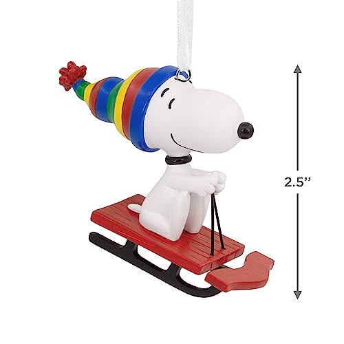 Hallmark Collectable Peanuts Snoopy on Sled Ornaments, Snoopy Decoration, Christmas Hanging Ornament, Gifts for Christmas, Peanuts Comics