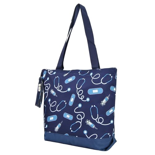 Image of NGIL Medium Top Zipper Closure Canvas Tote Bag with Attached Matching Coin Purse For Moms and Nurses