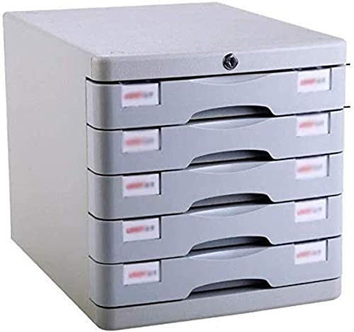 SDVantage Archivador de plástico de 5 estantes con cajón de bloqueo, organizador de archivos (gris, 5 capas)