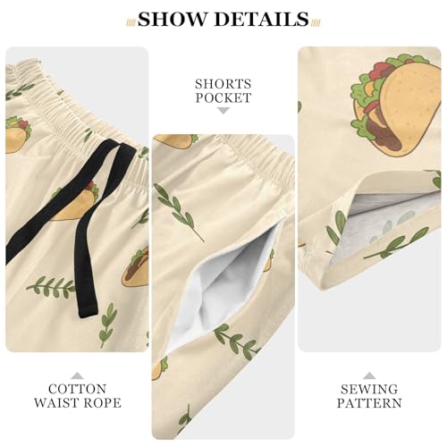 Men's Pajama Shorts Taco Plant Yellow Athletic Pajama Sleep Bottoms with Pockets 23020564