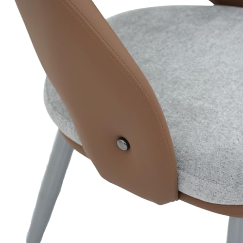 Image of Royaloak Verona Italian Dining Chair| Premium Dual Material Dining Table Chair | Leatherette Backrest with Fabric Seat | Ergonomic Curved Support | Stylish Black Nickel Accent |Sleek Durable Legs