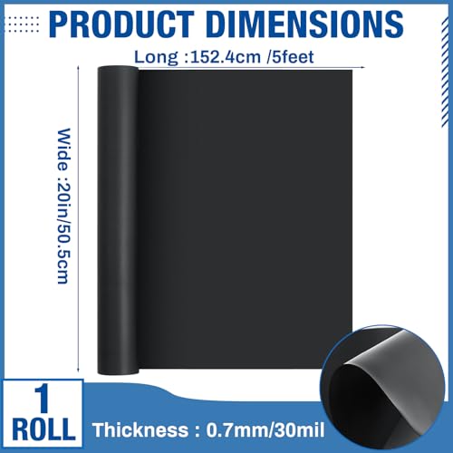 Image of Amylove 20 inch x 5 ft Extra Large Magnetic Sheets Roll for Crafts, 30 Mil Black Flexible Vinyl Non Adhesive Cuttable Backing Sheet for Die Arts Refrigerator Metal Storage