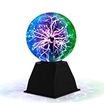 Riserva Plasma Ball 6 Inches, Magic Plasma Ball Three Colors with Touch and Sound Sensitive, Globe Plasma Lamp Science for Gift, Bedroom, Party