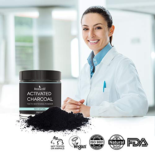 image for Beaueli Activated Charcoal Teeth Whitening Powder (2.1 Oz) Natural Bla
