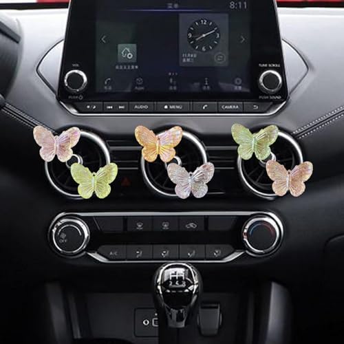Image of 6 Pcs Butterfly Car Vent Clips, Cute Butterflies Cars Air Conditioning Clip Decorations, Charm Automotive Interior Decor for Women Men Accessories, Automotive Air Fresheners（2 Card Slots and 4 Clips）