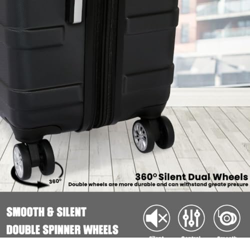 Image of DELSEY PARIS Margot Trolley Bags Set of 3 Cabin, Medium & Large Luggage Premium Hardside Polycarbonate Suitcase 8 Silent Wheels and TSA Lock(Black)