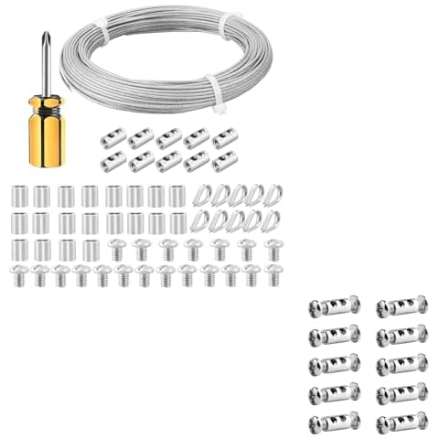 1/16 Wire Rope,100ft Vinyl Coated Stainless Steel Wire Cable with Wire Rope 1/16 7x7 Strands Aircraft Cable with Crimping Loops,M2 Wire Rope Clip,Thimbles,for Lights Hanging,Climbing Plants Supports Cover