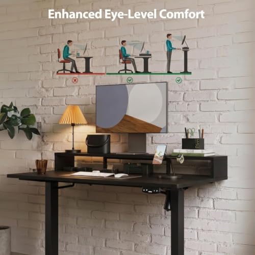 Image of TEKAVO Hirak Height Adjustable Table for Office Work | Electric Standing Table Workstation for Home Office| 100 kg Load Capacity |150L x 60W | Black DIY