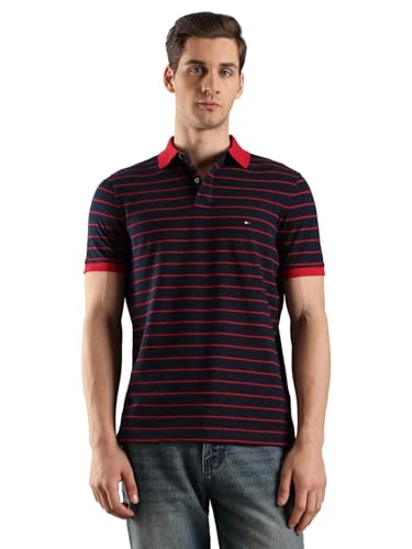 Image of Tommy Hilfiger Solid Regular fit Cotton Polo t-Shirt