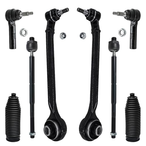 Image of Detroit Axle - RWD Front End Control Arms Kit for Chrysler 300 Dodge Challenger Charger Magnum, Lower Forward Control Arms Tie Rod Ends Boots Replacement - 8pc Set