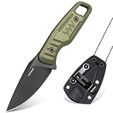 LOTHAR TURTLE Small Fixed Blade Knife, 2.75' 14C28N Steel EDC Neck Knife with Green G10 Handle...