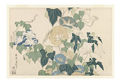 Affiche d'archivage Katsushika Hokusai Morning Glories, papier d'art mat de prestige