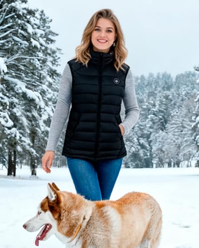 XINSONYUELL Womens Heated Vest with Battery Pack Included 16000mAh, Electric Lightweight Rechargeable Heating Vests with 15 Heating Zones