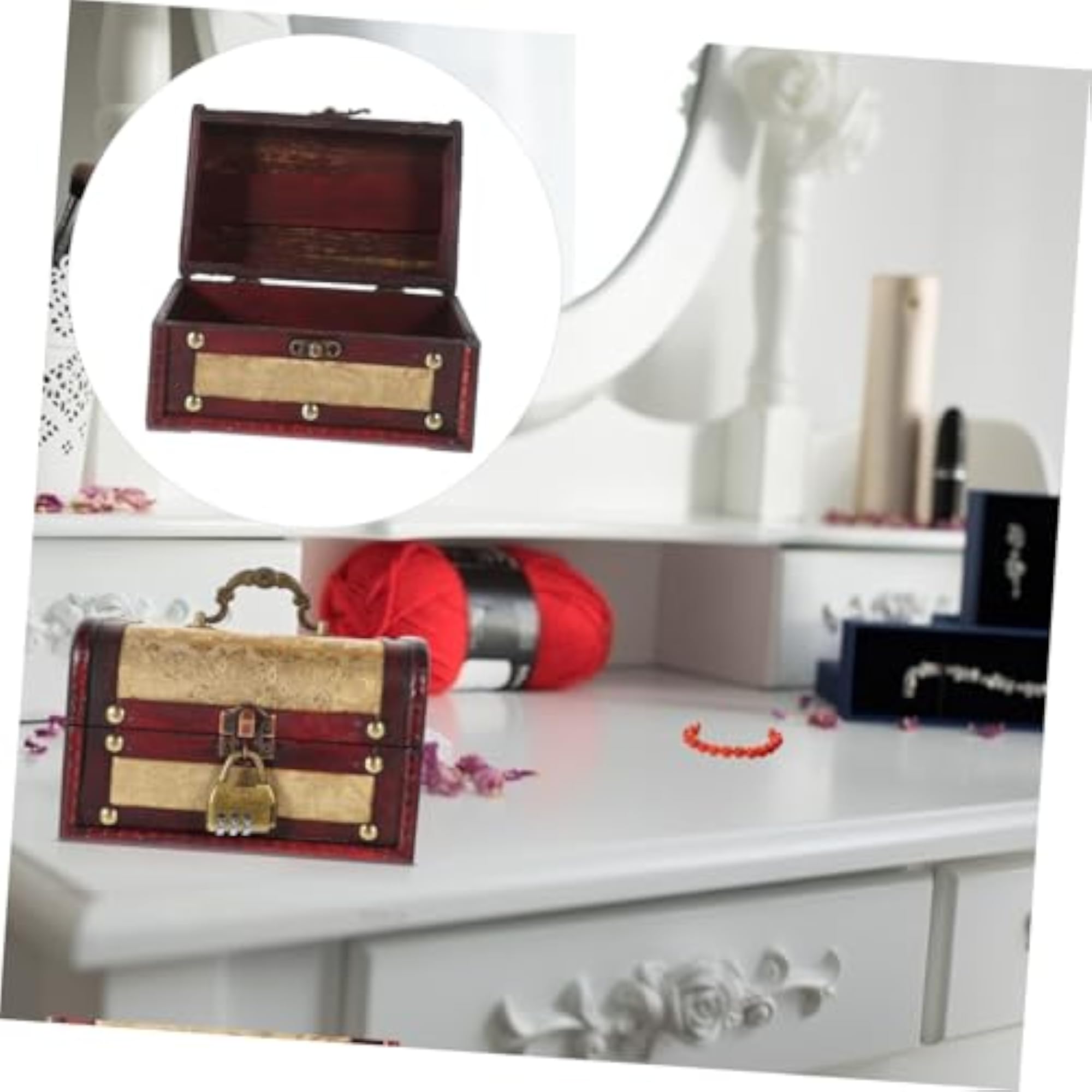 Retro Wooden Jewelry Storage Chest, Elegant Keepsake Box