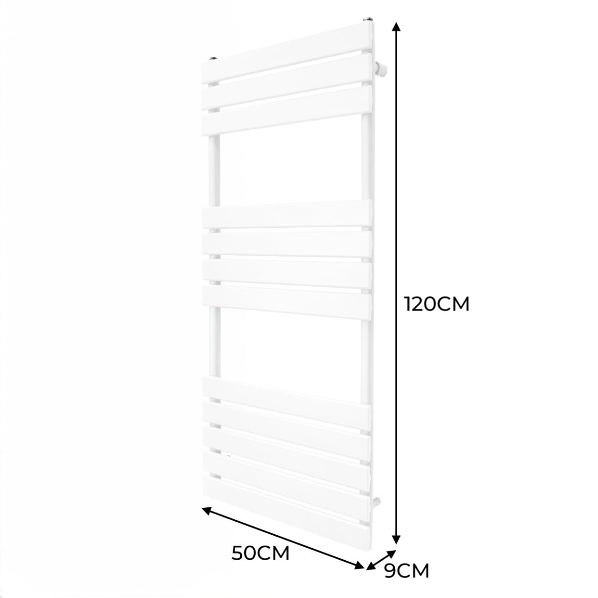 Radiador Toallero Panel plano | 1200 mm x 500m |Blanco | Acero Primera Calidad | Certificado CE: CE y UKCA | Kit de Fijación y Cepillo de Limpieza GRATIS | Calefactor