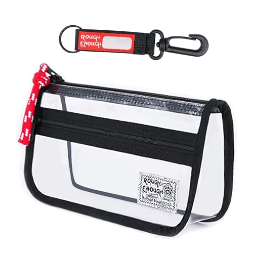 Image of Rough Enough Clear Pencil Case for School, 60+ Pencils Capacity, Black