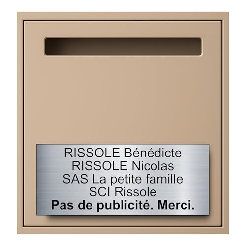 Plaque Boite Aux Lettres Personnalisable - 24x10 cm - 1 à 6 Lignes - Signaletique Personnalisée Gravée Grand Format - Étiquette Avec Nom Adhésive - Porte - Maison - Mur - Bureau (Argent Radial)