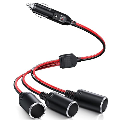 Zigarettenanzünder Verteiler mit Steckdose,KFZ Auto Zigarettenanzünder Stecker, 3 Fach Auto Adapter Splitter, Adapter Zigarettenanzünder Steckdose für 12V-24V Motorrad LKW Lieferwagen Wohnmobil(60cm)